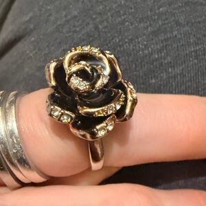 Vintage Gold Vermeil Black and Gold Rose Ring